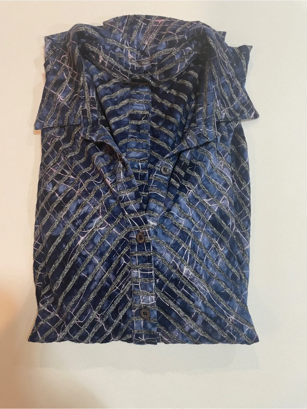 Boho Chick women’s  Blue Patterned Long-Sleeve  blouse